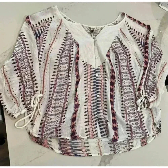 Roxy Uptown River 1/2 Sleeve Women’s Blouse Size Small - Picture 2 of 6